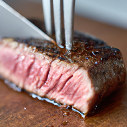 Slicing a perfectly cooked steak against the grain